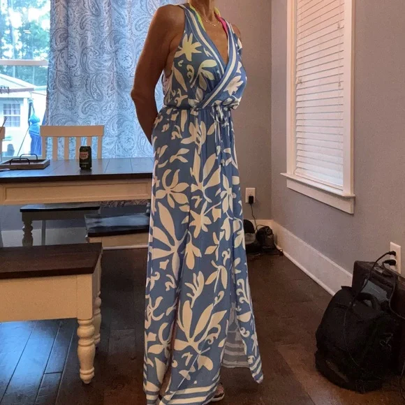 NWT Surf Gypsy Blue and White Floral Dress size large $73 - Picture 3 of 13